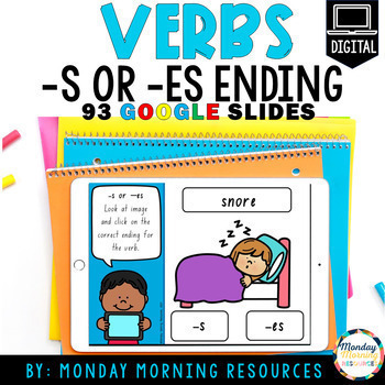 Preview of Present Tense Verb Endings -S or -ES Grammar Activity Google Slides