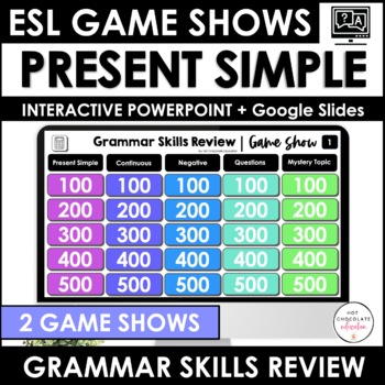 Preview of Present Tense Verb Review - Interactive Game Show PowerPoint + Google Slides
