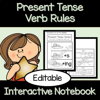 Preview of Present Tense Verb Rules | Interactive Notebook | ELA | Editable