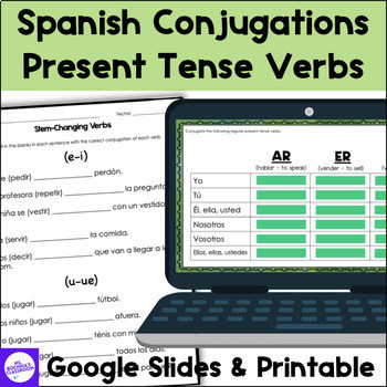 Preview of Present Tense Verbs Conjugation Practice for Spanish 1 - Regular and Irregular