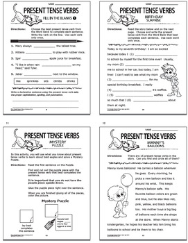 present tense verbs worksheets task cards bundle 1st