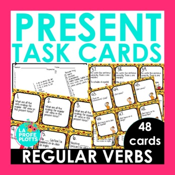Preview of Present Tense Verbs Task Cards | Spanish Verbs Practice & Review