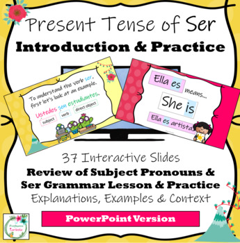 Preview of Present Tense of Ser Introduction, Examples, and Practice Presentation