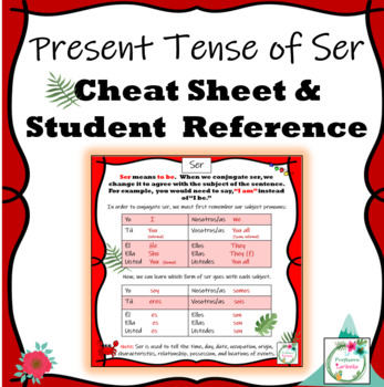 Preview of Present Tense of Ser Student Cheat Sheet