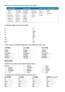 present tense in italian regular verbs presente verbi regolari in