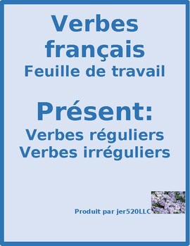 French Present tense regular and irregular verbs worksheet by jer