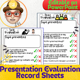 Presentation Evaluation Record Sheet (Self and Peer) | Sui