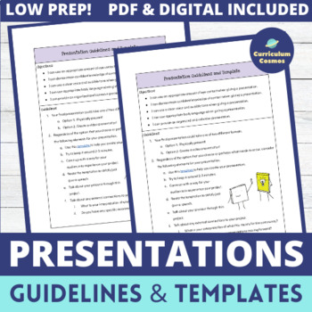 Preview of Presentation Guidelines and Templates for Middle School