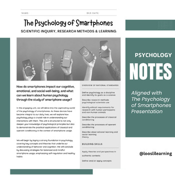 Preview of Presentation Note Packet, The Psychology of Your Smartphone (Psychology Non-AP)