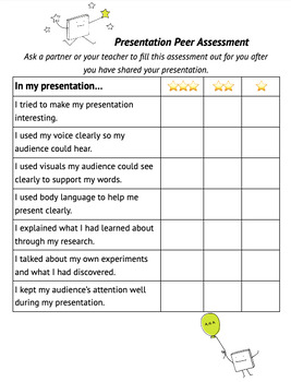 Preview of Presentation Peer Assessment - Oral Language - Feedback - IB PYP