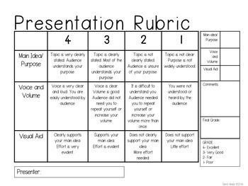 oral presentation rubric grade 8