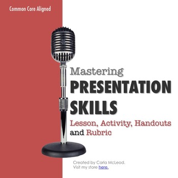 Preview of Mastering Presentation Skills: Lesson, Handouts & Rubric (Common Core Aligned)