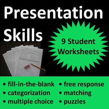 Preview of Presentation Skills Worksheet Activities