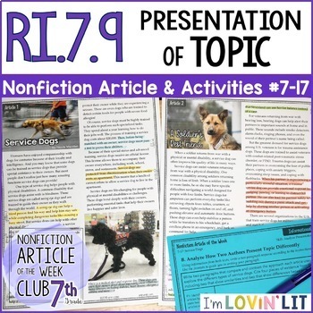 Preview of Presentation of Topic by Multiple Authors RI.7.9 | Service Dogs Article #7-17