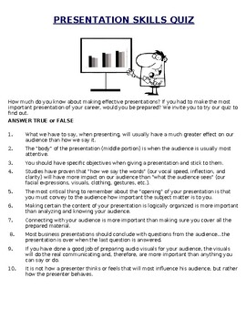 quiz about personal presentation