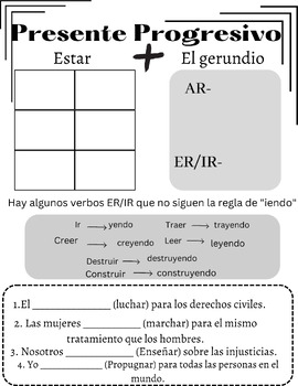 Preview of Presente Progresivo APUNTES/Present Progressive Notes