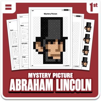 Preview of President Abraham Lincoln Math Mystery Picture - Grade 1 Operations