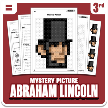 Preview of President Abraham Lincoln Math Mystery Picture - Grade 3 Operations