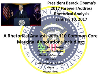 Preview of President Barack Obama’s 2017 Farewell Address – Rhetorical Analysis