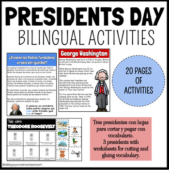 Preview of President Day Activities! Día de presidente actividades!!