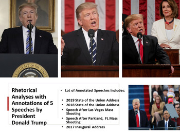 Preview of President Donald J. Trump Lot of 5 Rhetorical Analyses of Famous Speeches