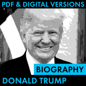 Preview of President Donald Trump Biography Research Organizer, PDF & Google Drive, CCSS