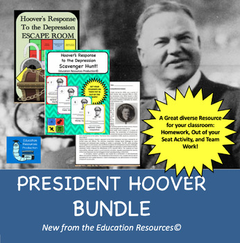 Preview of President Hoover Bundle: Reading Article, Escape Room & Scavenger Hunt