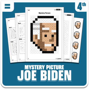 Preview of President Joe Biden Math Mystery Picture - Grade 4 Multiplications & Divisions