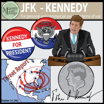 Preview of President John F. Kennedy - JFK Clip Art {Messare Clips and Design}