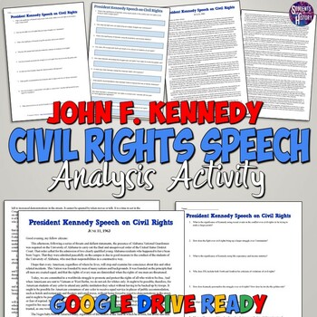 Preview of President Kennedy's Civil Rights Speech Worksheet