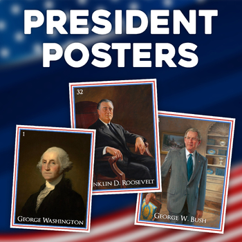 Preview of US President Posters + PDF - Modern Design for Bulletin Boards