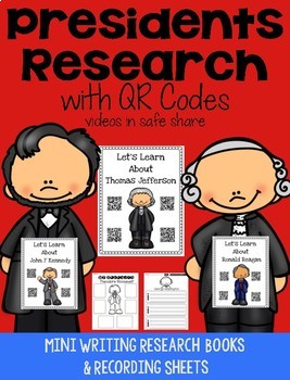 Preview of President QR Code Research with Comprehension Writing Pages