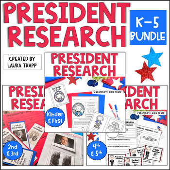 Preview of Presidents Research Project Bundle for K - 5 Library Research Skills