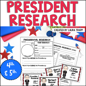 Preview of Presidents Research Project for Fourth Grade & Fifth Grade Library Skills
