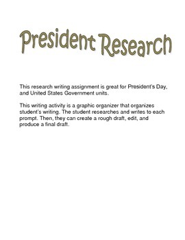 Preview of President Research Graphic Organizer Write