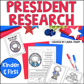 Preview of Presidents Research Project for Kindergarten and First Grade - Library Skills