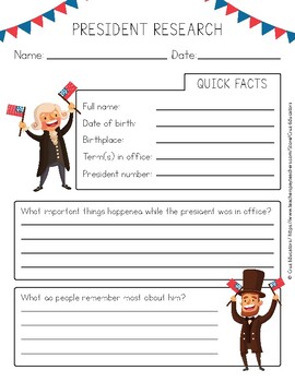 Preview of President Research Worksheet PDF Bilingual
