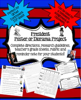 Preview of President Research Poster or Diorama Project: Perfect for Gifted Enrichment!