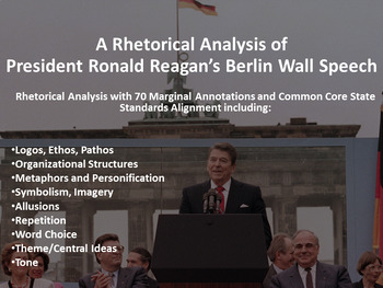 Preview of President Ronald Reagan Berlin Wall Speech Rhetorical Analysis with Annotations