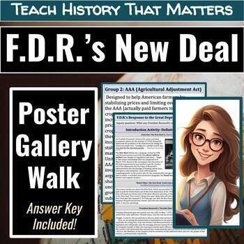 Preview of President Roosevelt's New Deal Poster Gallery Walk w Video & Teacher Answer Key