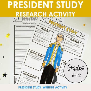 Preview of President Study|  Research Project for American Government and Civics