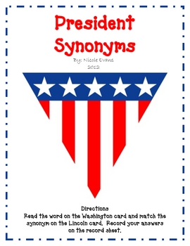 President Synonyms by Nicole VanOstrand | TPT