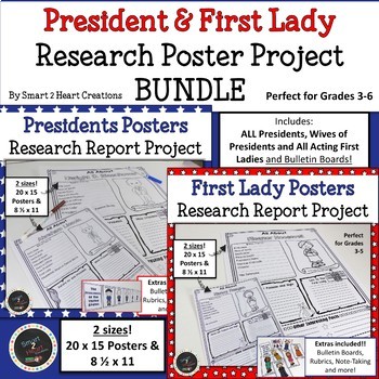 Preview of President and First Lady Research Report Poster Bundle
