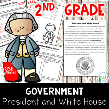 Preview of President and White House Reading *2nd GRADE* CCSS Aligned *NO PREP* (SS2CG2a)