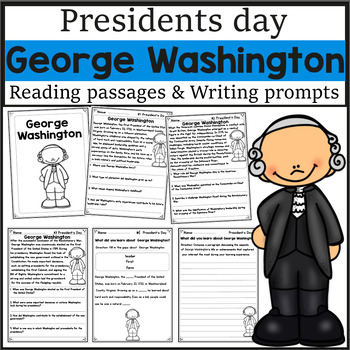Preview of President day George Washington Reading passages & Writing prompts Activities