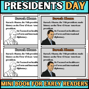 Preview of President day Mini Book for Early Readers|Presidents Day Activities | PRE-K 2nd