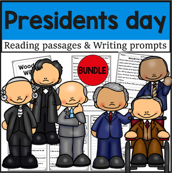 Preview of President day Reading passages & Writing prompts Activities | BUNDLE