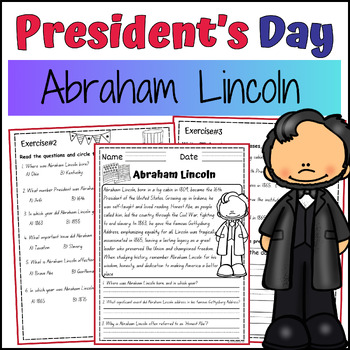Preview of President's Day Abraham Lincoln Biography Reading Comprehension & Activities