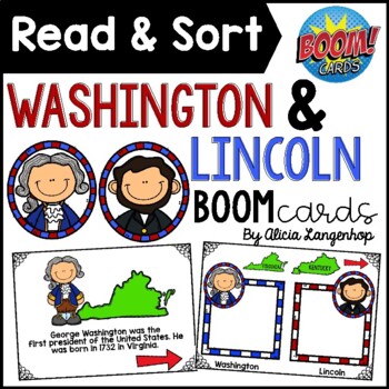 Preview of President's Day Abraham Lincoln George Washington Sorting Digital Boom Cards™