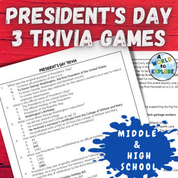 Preview of President's Day Activities No Prep Trivia Games 